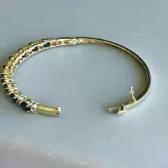 8Ct Oval Cut Lab Created Sapphire Diamond Women's Bangle 14K Yellow Gold Plated