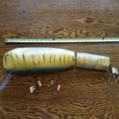 Vtg 27" Original hand made Giant Fishing Lure Man Cave Cabin Display H.Thompson 