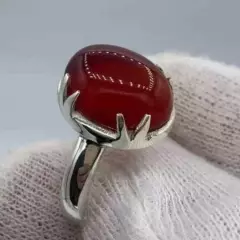 Real Yemeni Aqeeq Ring Kabadi Black Dark Deep Blood Red Aqeeq Ring Akik unisex