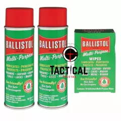 Ballistol Multi-Purpose Wipes (10 wipes) 2 Cans of 6 oz Spray Gun Cleaning 