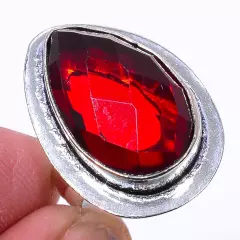 Garnet Gemstone 925 Sterling Silver Jewelry Ring s.8 S1992