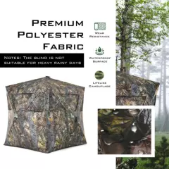 3 Person Portable Hunting Blind Pop-Up Ground Blind w/Tie-downs & Carrying Bag