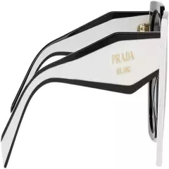 Prada Cateye PR 15WS-F 09Q550 Black White Grey Lens Women Sunglasses New