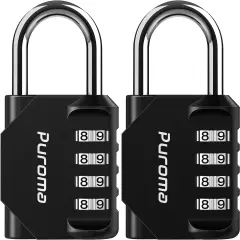 2 Pack Combination Lock 4Digit Locker Lock Outdoor Padlock for School Gym(Black)