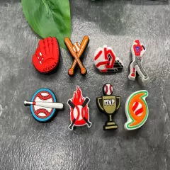 8 PC 1” Cartoon Baseball Shoe Decoration Charms-Clogs Jigs Bubble Slide B1807