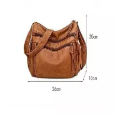 Women New Genuine Leather Brown Purse Shoulder Bag Pockets Cross Body Handbag