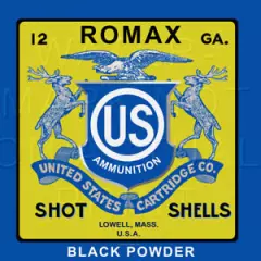 Reproduced Vintage U.S. Ammo Romax Shell Box Label on Graphic Canvas