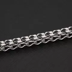 Men Silver Steel Bracelets Heavy Wristband Bangle Chains 2024 Jewelry N5B9