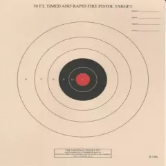 B-3 w/Red Center [B3(RC] 50 Foot Timed & Rapid Fire Pistol Target (100) Tagboard