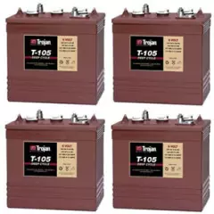 6 Volt Scissor Lift/Floor Scrubber Batteries - Trojan T-105 (4 Pack, 24V)