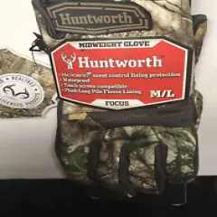 HUNTWORTH REALTREE NEW EDGE Focus Midweight Gloves L/XL MICROBAN & WATERPROOF 