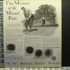 1928 US ROYAL GOLF CLUB BALL RUBBER CADDIE CARTOON SPORT VINTAGE AD I07