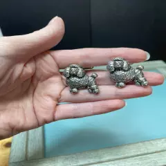 English Pewter 3D Poodle Dog Pup Cufflinks In Original Box