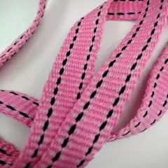 Item3165: Powder Horn inkle strap pink and black cotton 5/8" x 50" 