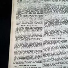 THE MASTERS TOURNAMENT Horton Smith Wins Golf Major at Augusta GA 1936 Newspaper