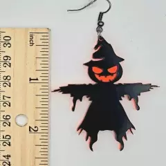 Halloween Party Jack-O-Lantern Pumpkin Scarecrow Drop Earrings Acrylic Black