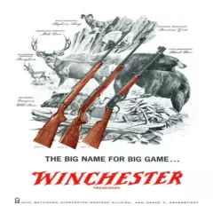 Winchester Big Name For Big Game Hunting Tin Metal Sign Made In The USA