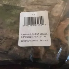 Cabela's Zonz Woodlands Camo Silent Weave Hunting Pants Men's 46 Tall