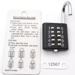 Padlock - Digits Combination Lock,Button Combination Security Padlock Digital...