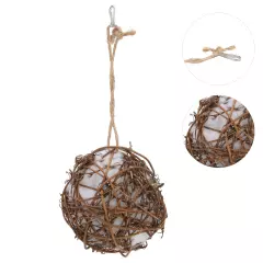 Parrot Rattan Ball Toy With Cotton Durable Parrot Rattan Ball Hanging Toy For