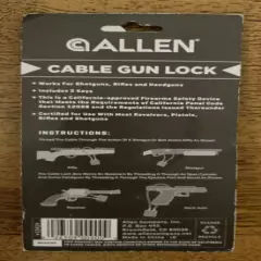 Allen 15" Cable Gun Lock 2 Key's Rifle Shotgun Revolver Semi-Automatic New 