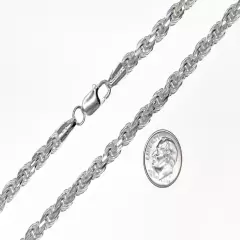 Italy 925 SOLID Sterling Silver Diamond-Cut ROPE Chain Necklace or Bracelet 