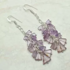 Amethyst Handmade Drop Dangle Earrings Jewelry Engagement Gift 2.4" AE-52284