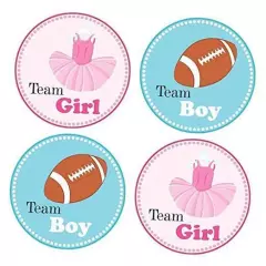 Tutu and Football Gender Reveal Sticker Labels by Adore By Nat - Team Girl and 