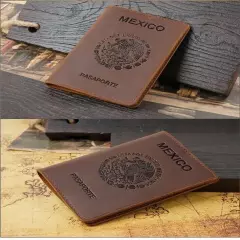 mexico mexican Passport Cover Travel Passport Holder Cover ID Card Leather new