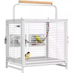 19 In Wrought Iron Bird Travel Carrier Cage for Parrots Conures Lovebird Cockail