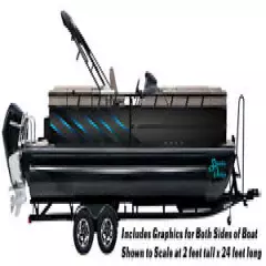 Diagonal Blue Stripes Black Graphic Kit Decal Fishing Boat Wrap Pontoon Vinyl