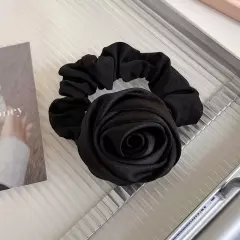 HairBand Silk Satin Rose Flower Ponytail Elastic Rope Ring Handmade Accessories