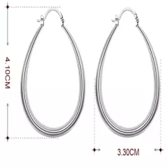 Stunning 925 Sterling Silver Filled SP Large Oval Hoop Huggie Earrings women's