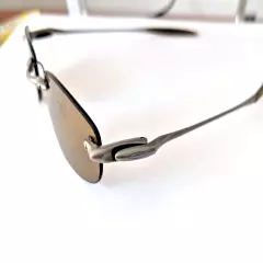 Vintage OAKLEY WHY 8 Brown Polarized Rimless Sunglasses Authentic 55MM