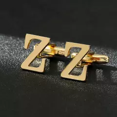 26 Letter A-Z Men's Initial Cufflink Alphabet Gold Color Shirt Cuff Links Gift