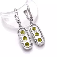 Peridot & Cubic Zirconia Gemstone 925 Sterling Silver Earring 1.50" E76122