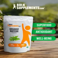 BulkSupplements Organic Matcha Green Tea Powder - Pure Vegan Unsweetened