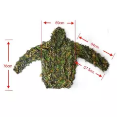 3D Hunting Tactical Camouflage Tree Leaves Camo Ghillie Suit Jacket Pants Set