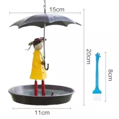 Outdoor Hanging Bird Feeder Set with Metal Chain and Umbrella Girl Shape,3343