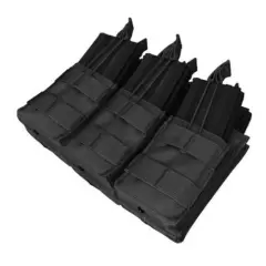 BLACK Molle Triple STACKER223 5.56 MAG Pouch Ammo Carrier Open Top Bungee