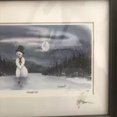 Dan Larsen Snow People Painting “Midnight Golf” Numbered Limited Edition Signed