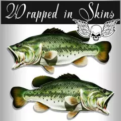 Largemouth Bass Decals Fish Stickers Tackle Box RV Truck Trailer 15" Wide 2 Pack