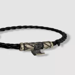 David Yurman Men's Black 925 Sterling Silver Chevron Woven Rubber Bracelet