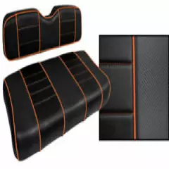 Golf Cart Custom Seat Covers Carbon Fiber Black and Orange EZGO RXV 2008-2015