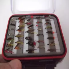  STONEFLY DOUBLE SIDED WATERPROOF BOX OF TROUT FLIES.FLIES UNUSED. (No.911A)