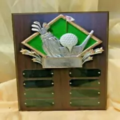 Perpetual Golf Plaque Trophy 9" x 12". Free Custom Engraving.