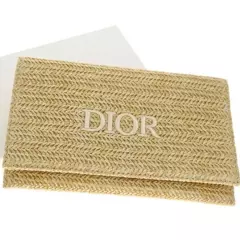 Christian Dior Clutch Pouch Bag Case rattan beige Not sold in Store Unused