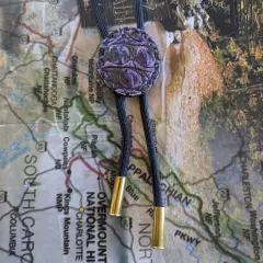 Purple Alligator Print Leather Bolo Western Tie