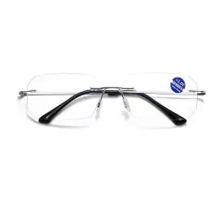 Titanium Alloy Rimless Photochromic Reading Glasses For Men Sunshade Sunglasses