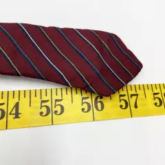 Vintage Lanvin Paris Burgundy Red Blue Repp Regimental Silk Tie Men's 3" x 57"